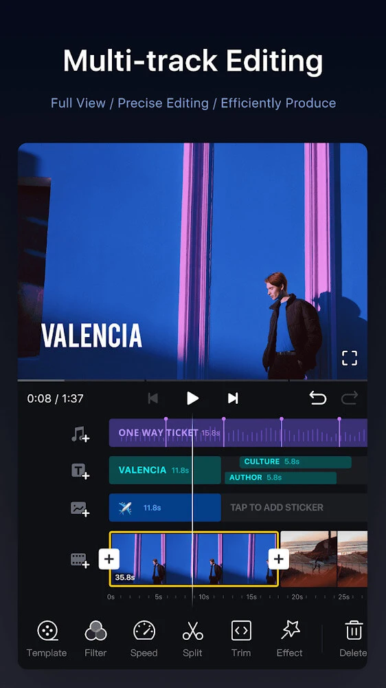 Multi-Layer Timeline of vn-video-editor-maker-vlognow
